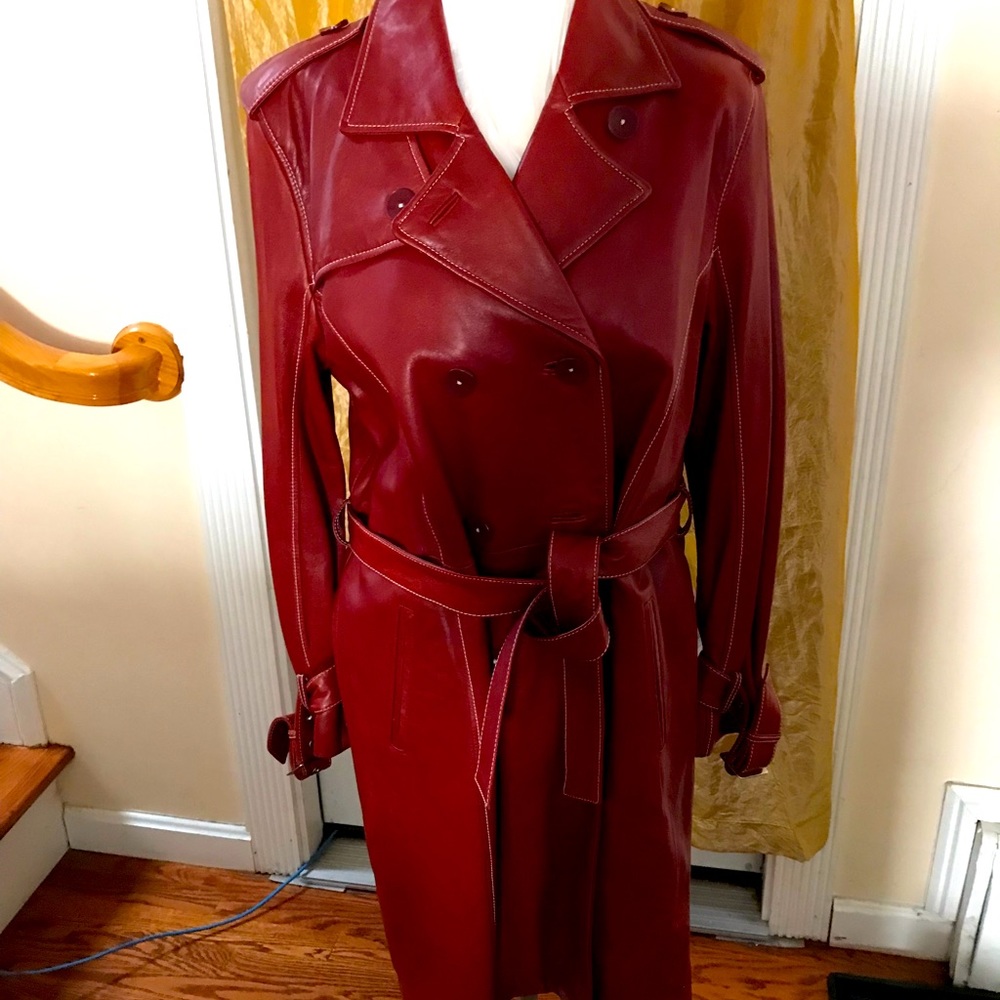 Italian leather Trench coat